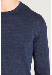 Joop! Collection - Granatowy sweter Joop Lajos. Kolor: niebieski. Materiał: bawełna, len. Wzór: aplikacja #4