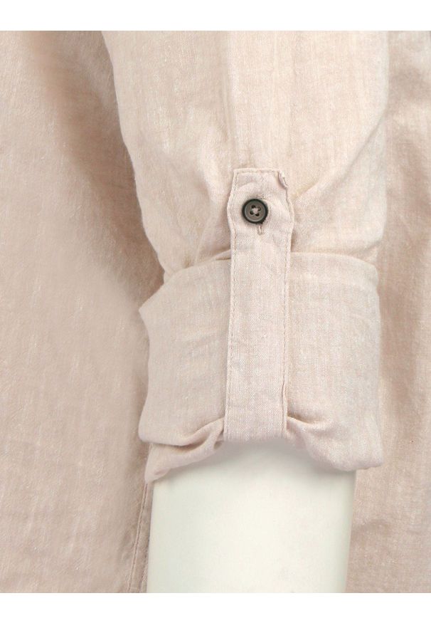 Koszula Weekendowa z Lnem, Prosty Krój - Victorio - Beż. Kolor: beżowy, wielokolorowy, brązowy. Materiał: len, bawełna. Sezon: lato