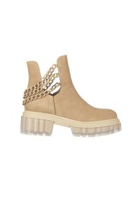 Botki Bayla-159 3954 001-P Beż Welur 159026, Beż, Skóra naturalna - 39. Okazja: na co dzień. Kolor: beżowy. Materiał: skóra. Szerokość cholewki: normalna. Obcas: na obcasie. Styl: casual, klasyczny. Wysokość obcasa: średni #1