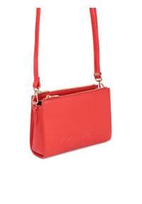 Kazar - Czerwona skórzana torebka z tłoczonym logotypem. Kolor: czerwony. Wzór: gładki, aplikacja. Materiał: skórzane #8