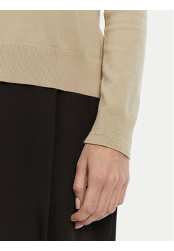 TOMMY HILFIGER - Tommy Hilfiger Sweter WW0WW40098 Beżowy Regular Fit. Kolor: beżowy. Materiał: syntetyk