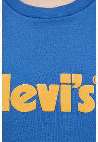 Levi's® - Levi's T-shirt bawełniany. Okazja: na spotkanie biznesowe, na co dzień. Kolor: niebieski. Materiał: bawełna. Wzór: aplikacja. Styl: biznesowy, casual #2