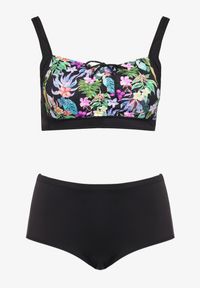 Born2be - Czarne Bikini Strój Kąpielowy Dwuczęściowy Top i Figi Landvira. Kolor: czarny. Wzór: kwiaty #4