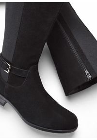 bonprix - Kozaki skórzane z szeroką cholewką. Zapięcie: sprzączka. Kolor: czarny. Materiał: skóra. Szerokość cholewki: szeroka #2