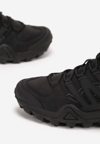 Born2be - Czarne Buty Trekkingowe na Płaskiej Podeszwie z Protektorem i Cholewką za Kostkę Nabythi. Wysokość cholewki: za kostkę. Kolor: czarny. Szerokość cholewki: normalna. Obcas: na płaskiej podeszwie