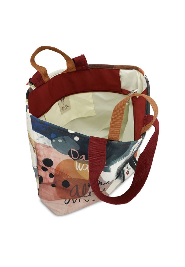 Kolorowa Duża Torba Plażowa Damska Anekke. Kolor: czerwony. Wzór: kolorowy. Sezon: lato. Rodzaj torebki: na ramię