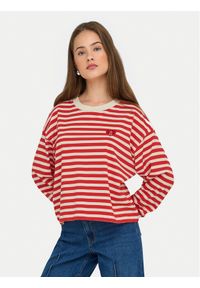 only - ONLY Bluzka Livina 15359682 Czerwony Regular Fit. Kolor: czerwony. Materiał: bawełna