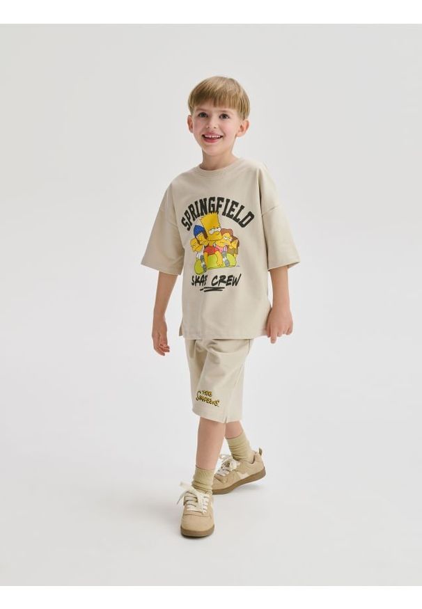 Reserved - Komplet The Simpsons - beżowy. Kolor: beżowy. Materiał: dzianina, bawełna
