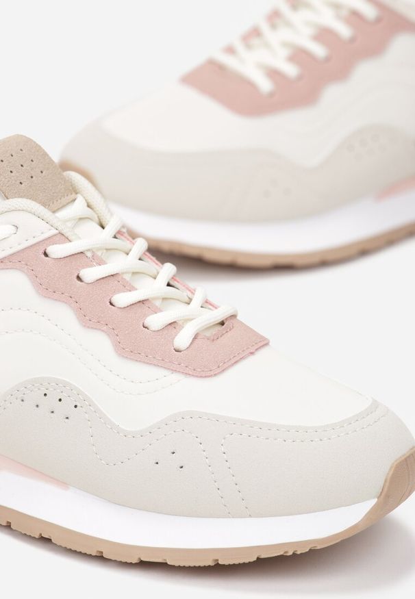 Born2be - Biało-Różowe Sneakersy na Piankowej Podeszwie Dejana. Kolor: biały
