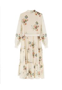 JENESEQUA - Jedwabna sukienka Vannes. Kolor: beżowy. Materiał: jedwab. Wzór: aplikacja, kwiaty, nadruk. Długość: midi #2