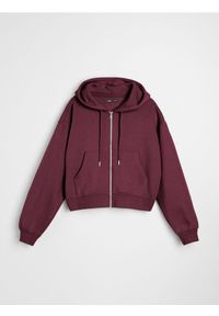Sinsay - Bluza z kapturem z zapięciem - bordowy. Typ kołnierza: kaptur. Kolor: czerwony #1