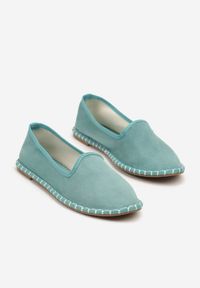 Born2be - Niebieskie Espadryle Balerinki z Ozdobnymi Przeszyciami Firavione. Okazja: na co dzień, na imprezę. Kolor: niebieski. Materiał: len. Sezon: lato. Styl: klasyczny, casual #4
