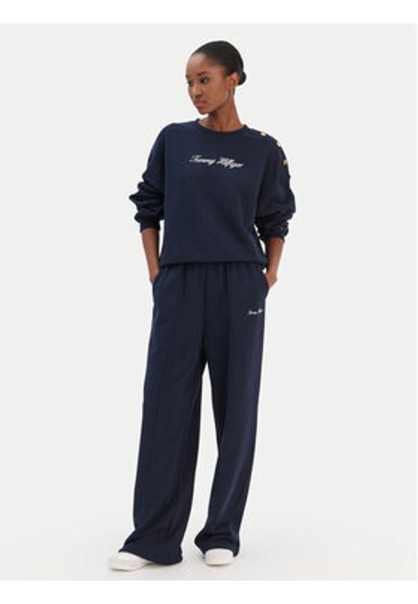 TOMMY HILFIGER - Tommy Hilfiger Spodnie dresowe Script WW0WW48784 Granatowy Relaxed Fit. Kolor: niebieski. Materiał: bawełna