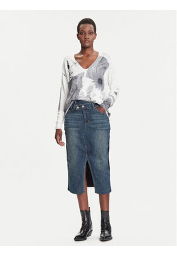 Desigual Sweter Gotemburgo 25WWJF15 Szary Regular Fit. Kolor: szary. Materiał: wiskoza