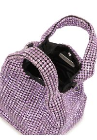 Kazar - Fioletowa torebka pokryta cyrkoniami. Kolor: fioletowy. Wzór: ze splotem. Rozmiar: małe. Styl: wizytowy, glamour. Rodzaj torebki: na ramię #4