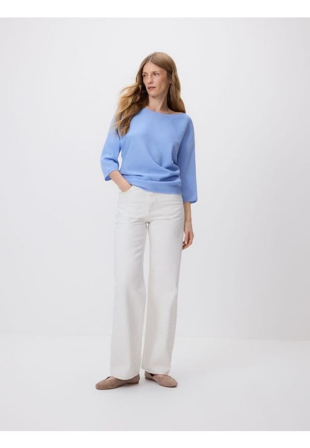 Reserved - Sweter z wiskozą - jasnoniebieski. Kolor: niebieski. Materiał: wiskoza