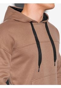 Ombre Clothing - Bluza męska z kapturem B1078 - brązowa - XXL. Typ kołnierza: kaptur. Kolor: brązowy. Materiał: poliester, bawełna