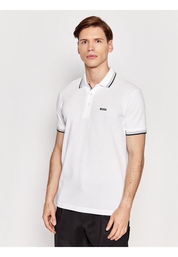 BOSS - Boss Polo Paddy 50469055 Biały Regular Fit. Typ kołnierza: polo. Kolor: biały. Materiał: bawełna