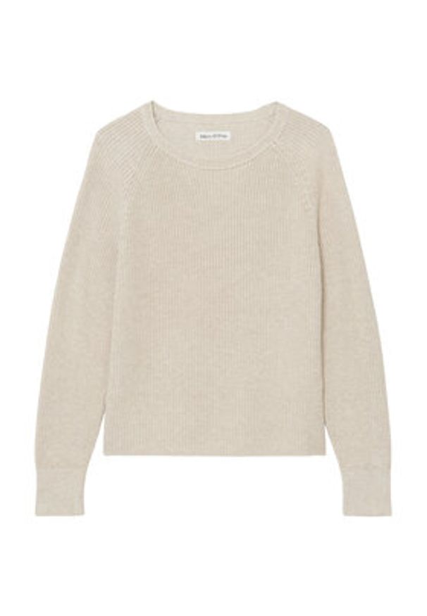 Marc O'Polo Sweter B01 6059 60109 Beżowy Loose Fit. Typ kołnierza: polo. Kolor: beżowy. Materiał: bawełna