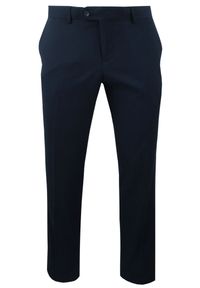 Taliowany Garnitur Męski - Victorio - Granatowy. Kolor: niebieski. Materiał: poliester, wiskoza, elastan. Wzór: gładki #9