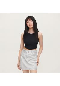 House - Jeansowa spódnica z efektem połysku srebrna - Jasny szary. Kolor: szary. Materiał: jeans #1