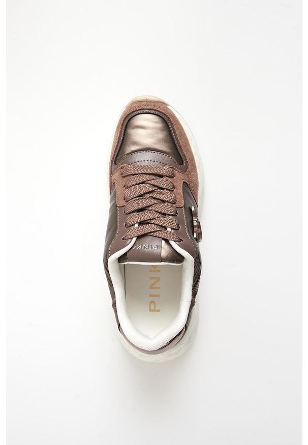 Pinko - Sneakersy damskie skórzane Gem 07 PINKO. Materiał: skóra