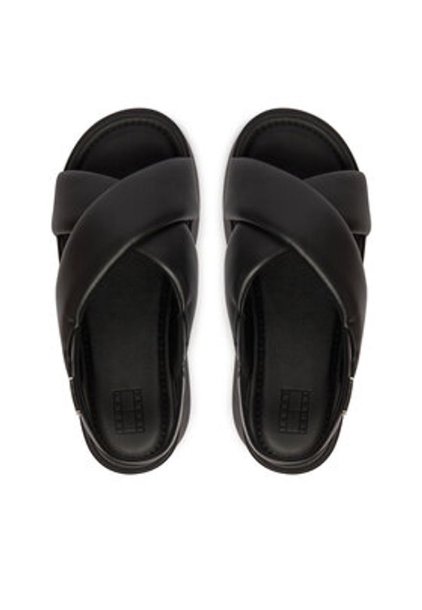 Tommy Jeans Sandały Padded Strap Wedge Sandals EN0EN02946 Czarny. Kolor: czarny. Materiał: skóra