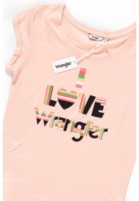 Wrangler - WRANGLER T SHIRT DAMSKI I LOVE TEE PEACH PARFAIT W700LF6UD. Wzór: nadruk #4