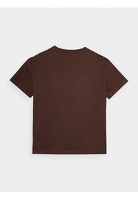 outhorn - T-shirt z nadrukiem damski Outhorn - brązowy. Okazja: na co dzień. Kolor: brązowy. Materiał: bawełna, dzianina. Wzór: nadruk. Styl: casual
