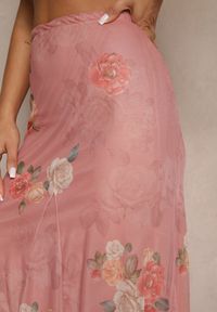 Renee - Różowa Spódnica w Kwiatowy Wzór o Rozkloszowanym Kroju Efrirene. Okazja: na co dzień. Kolor: różowy. Wzór: kwiaty. Styl: elegancki, casual #4