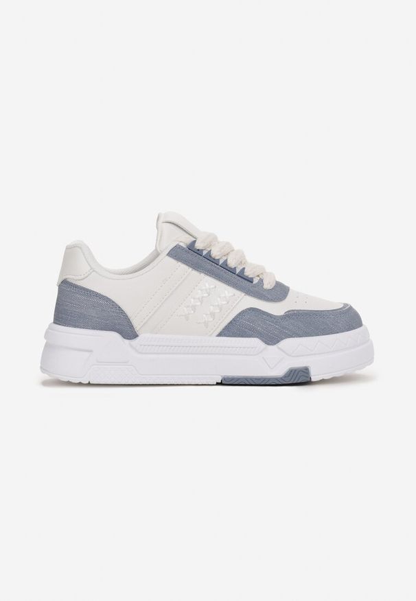 Born2be - Niebieskie Sneakersy na Grubej Podeszwie z Przeszyciami Kamiya. Kolor: niebieski