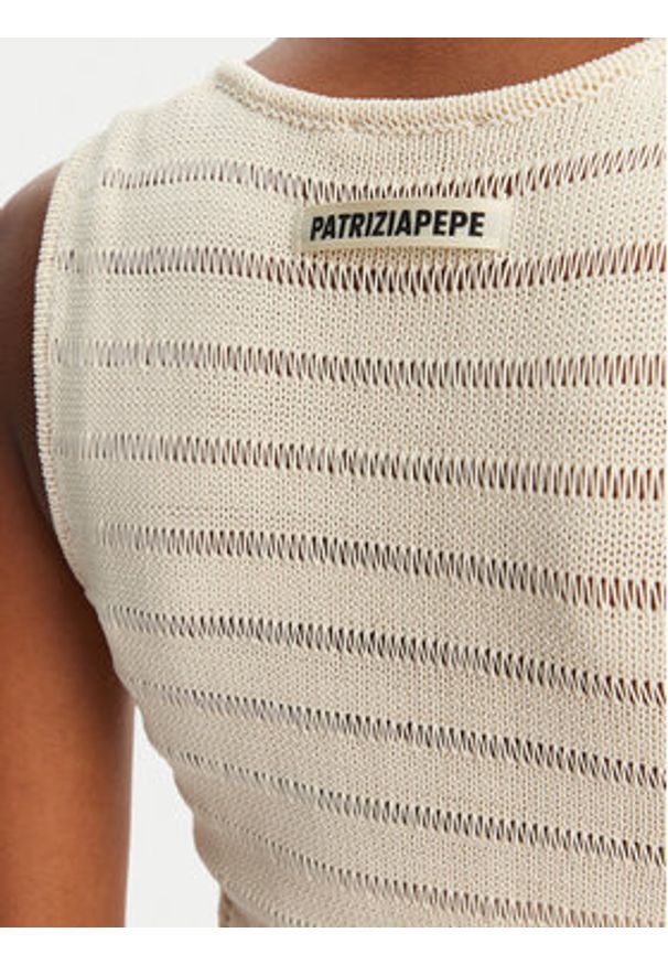 Patrizia Pepe Sukienka dzianinowa 2A2916/K260-B823 Beżowy Regular Fit. Kolor: beżowy. Materiał: bawełna