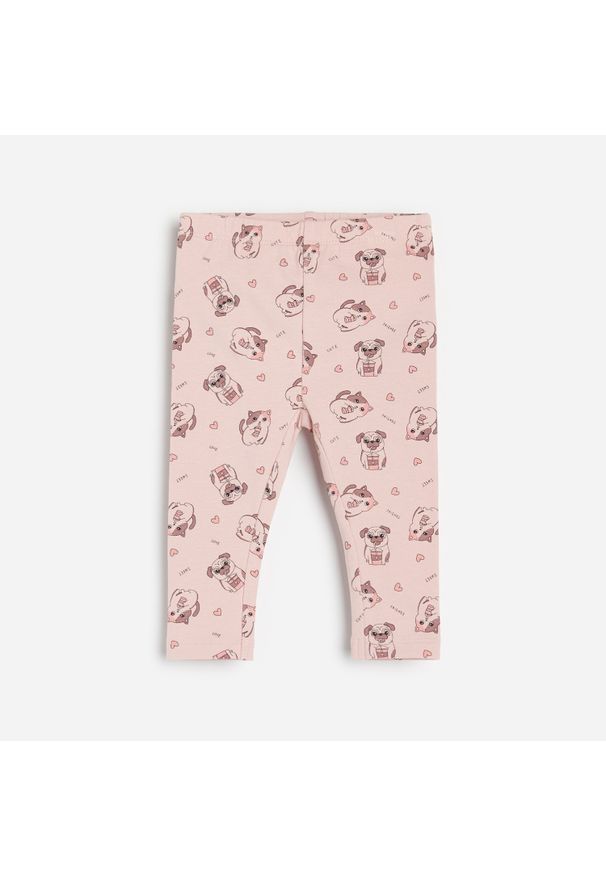 Reserved - Bawełniane legginsy ze wzorem - Różowy. Kolor: różowy. Materiał: bawełna