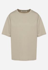 Born2be - Ciemnobeżowy Bawełniany Klasyczny T-shirt Merovira. Okazja: na co dzień, na randkę. Kolor: beżowy. Materiał: bawełna. Styl: klasyczny #3