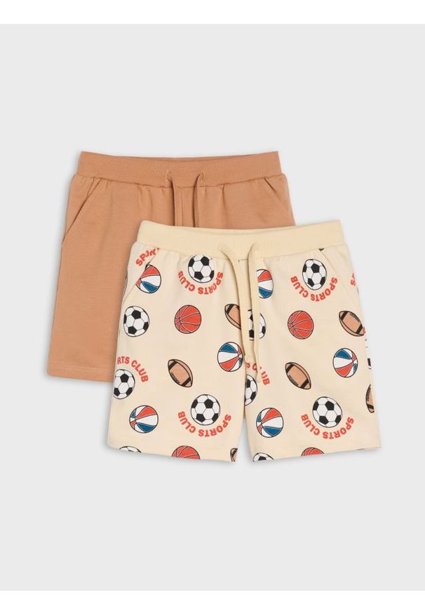 Sinsay - Szorty 2 pack - beżowy. Kolor: beżowy
