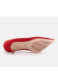 Marco Shoes Eleganckie szpilki zamszowe czerwone. Kolor: czerwony. Materiał: zamsz. Obcas: na szpilce. Styl: elegancki #7