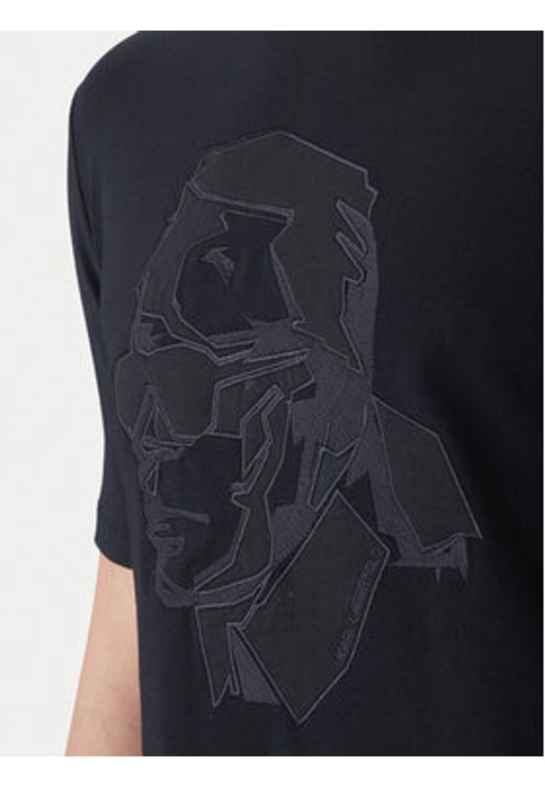 Karl Lagerfeld - KARL LAGERFELD T-Shirt 755036 562221 Granatowy Loose Fit. Typ kołnierza: dekolt w karo. Kolor: niebieski. Materiał: bawełna
