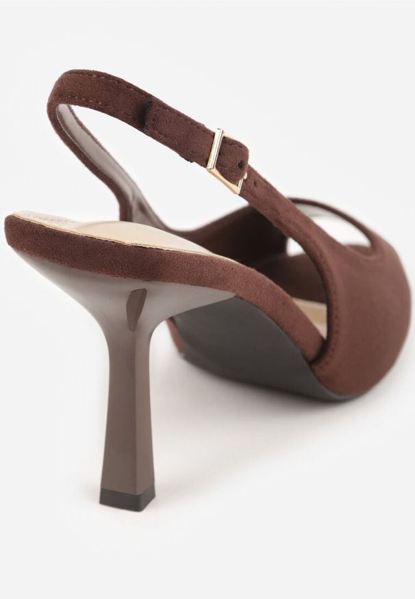 Renee - Brązowe Sandały na Szpilce z Wycięciem na Palce i Odkrytą Piętą Zitissa. Zapięcie: sprzączka. Kolor: brązowy. Sezon: wiosna. Obcas: na szpilce. Styl: elegancki. Wysokość obcasa: średni