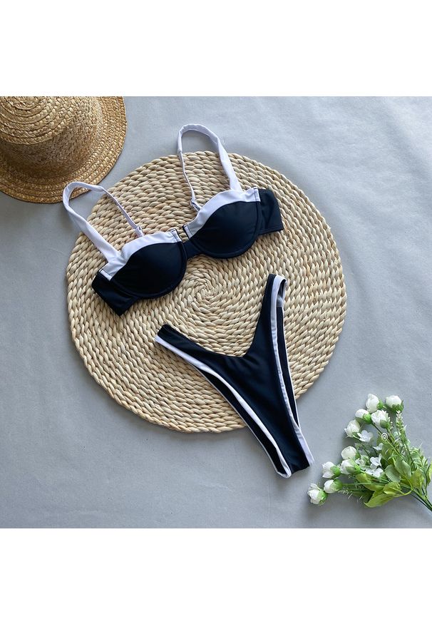 Intica - Bikini dwuczęściowe z lamówką odporne na chlor i UV Clorinda. Kolor: czarny. Materiał: tkanina, materiał