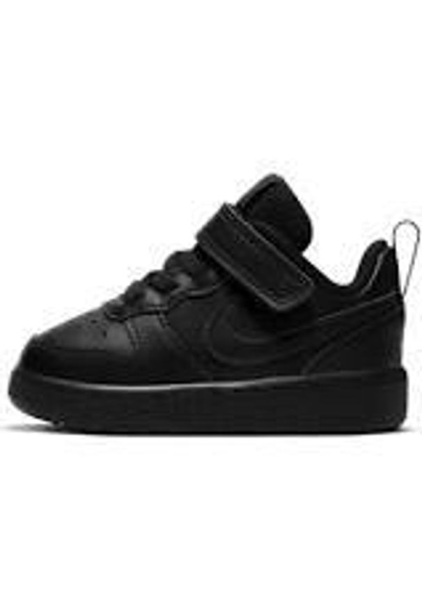 Nike - Buty na co dzień dziecięce NIKE COURT BOROUGH LOW na rzepy skóra. Okazja: na co dzień. Zapięcie: rzepy. Kolor: czarny. Materiał: skóra. Model: Nike Court