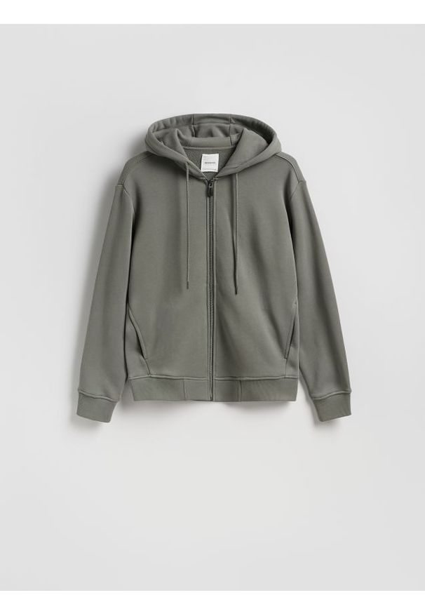 Reserved - Rozpinana bluza z kapturem - jasny zielony. Typ kołnierza: kaptur. Kolor: zielony. Materiał: dzianina, bawełna