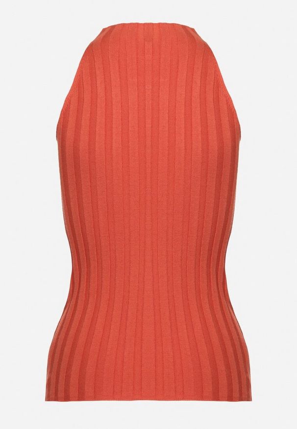 Born2be - Pomarańczowy Prążkowany Top Golf Bez Rękawów z Wiskozą Ninnola. Okazja: na co dzień. Typ kołnierza: golf. Kolor: pomarańczowy. Materiał: prążkowany, wiskoza. Długość rękawa: bez rękawów. Styl: casual, elegancki