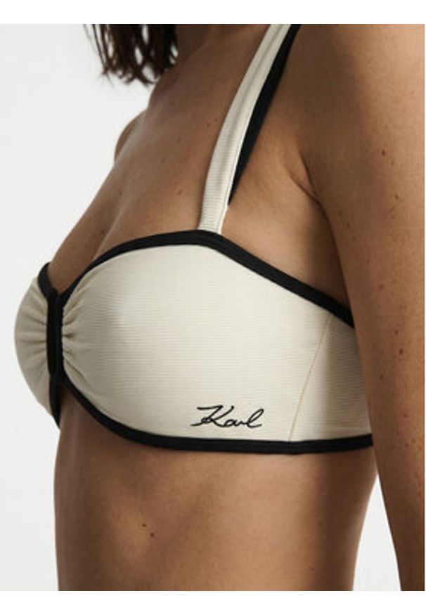 Karl Lagerfeld - KARL LAGERFELD Góra od bikini B2W46022 Beżowy jasny. Kolor: beżowy. Materiał: syntetyk
