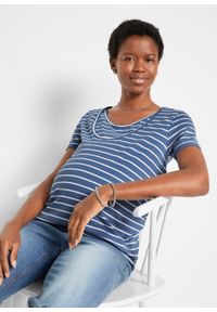 bonprix - Shirt ciążowy i do karmienia piersią (2 szt.), bawełna organiczna. Kolekcja: moda ciążowa. Kolor: niebieski. Materiał: bawełna #1