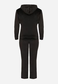 Born2be - Czarny Welurowy Komplet Dresowy Bluza z Kapturem i Spodnie z Gumką w Pasie Sallaria. Kolor: czarny. Materiał: dresówka, welur #7