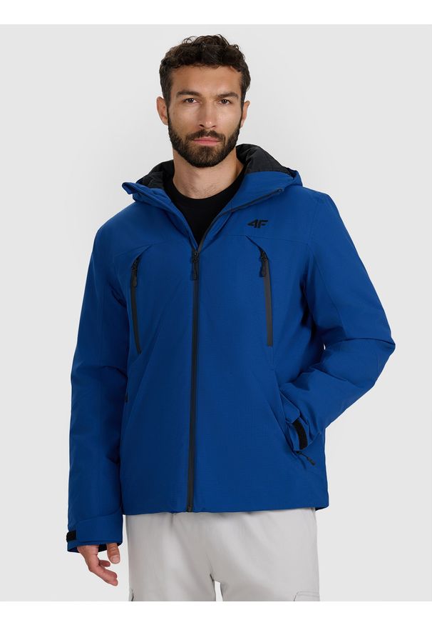 4f - 4F Kurtka przejściowa membrana 10000 męska - niebieska M. Okazja: na co dzień. Kolor: niebieski. Materiał: tkanina, poliester, materiał. Sezon: zima. Styl: casual, klasyczny