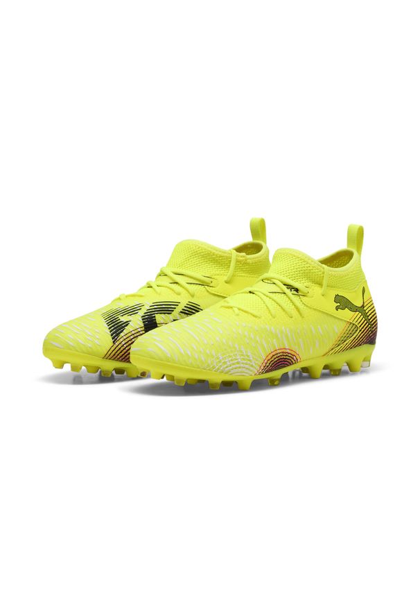 Puma - Młodzieżowe buty piłkarskie FUTURE 8 MATCH MG PUMA. Kolor: czarny, różowy, wielokolorowy, żółty. Sport: piłka nożna