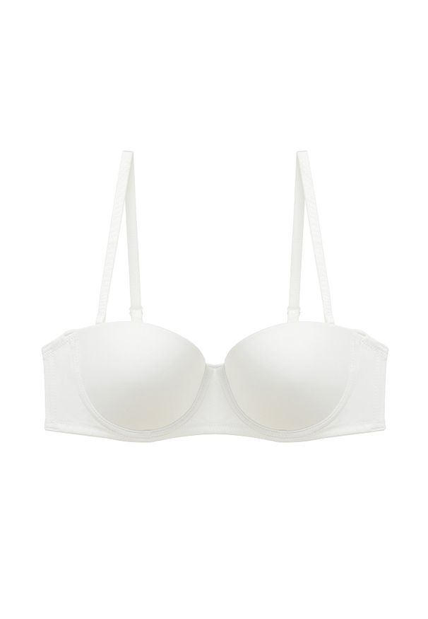 Intica - Biustonosz balkonetka gładki niewidoczny pod ubraniem Cymbre. Kolor: biały. Materiał: skóra. Wzór: gładki