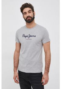 Pepe Jeans T-shirt bawełniany Eggo kolor szary melanżowy. Okazja: na co dzień. Kolor: szary. Materiał: bawełna. Wzór: melanż. Styl: casual #2
