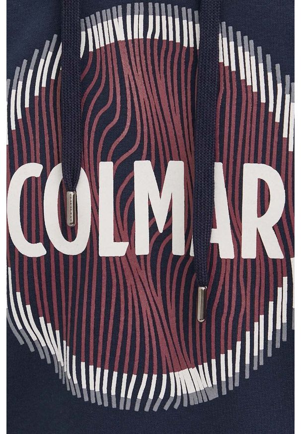 Colmar bluza męska kolor granatowy z kapturem z nadrukiem. Okazja: na co dzień. Typ kołnierza: kaptur. Kolor: niebieski. Materiał: dzianina. Wzór: nadruk. Styl: casual